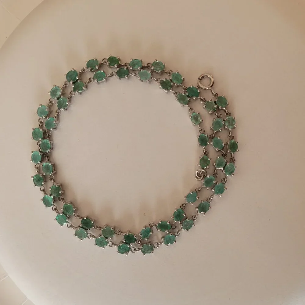 NFS Emerald Necklace 53 Natural Stones 12ct May Birthstone 20" Sterling - Picture 10 of 15